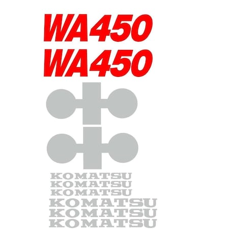Aftermarket Komatsu Wheel Loader WA450 Decal Set without White Stripe KOMWA450-1DECALSET